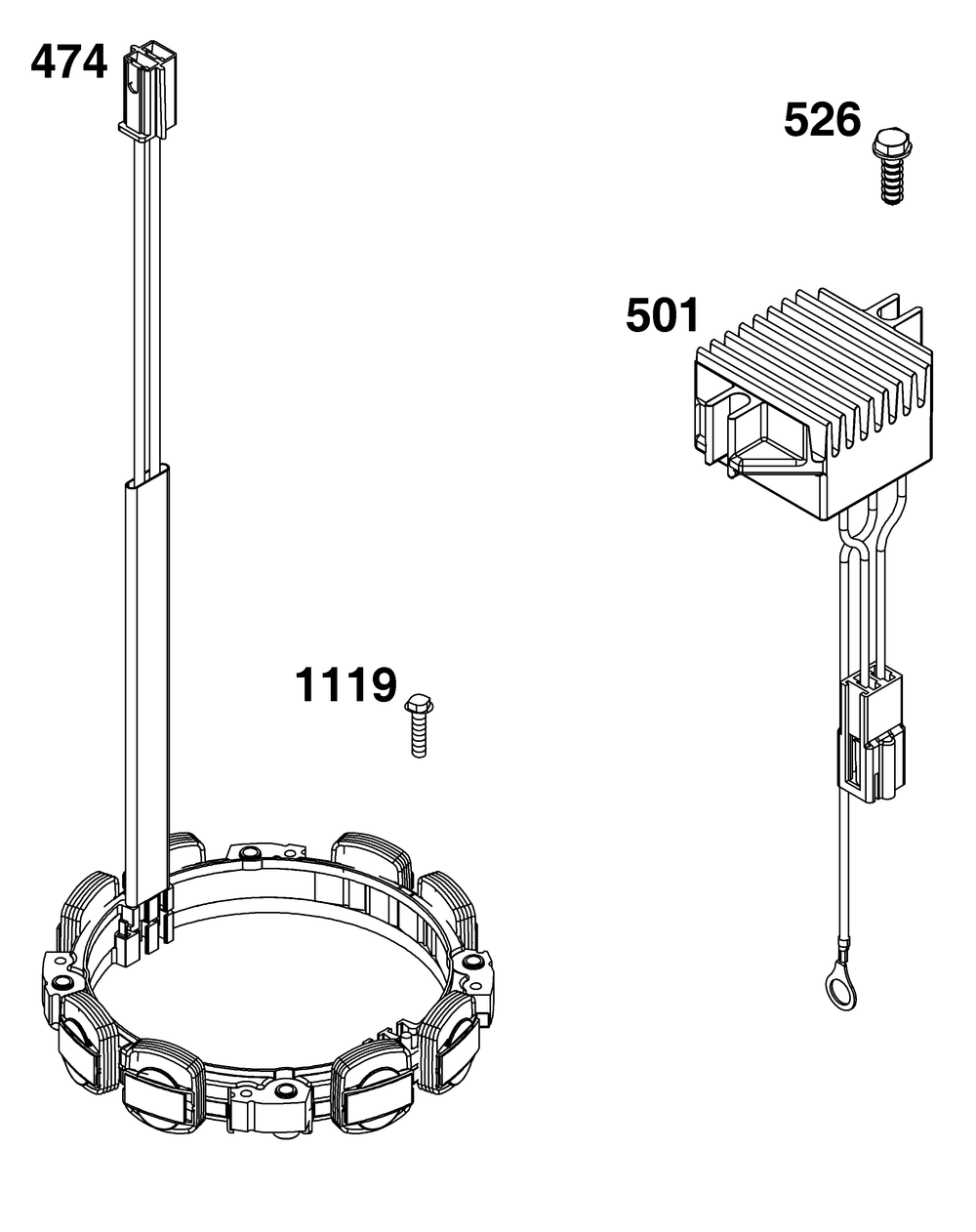 Alternator Group Diagram and Parts List for 613477-0267-J1 400000 - 699999 Briggs and Stratton Engine